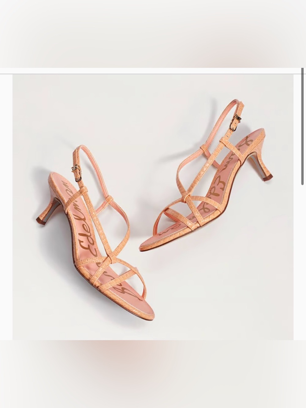Sam Edelman Judy Strappy Heel Peach Fizz Croco Size 8